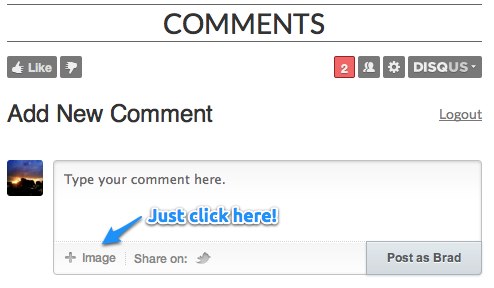 How to attach a photo to a comment