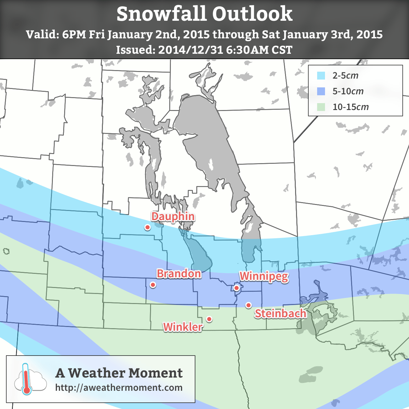 First-guess snowfall amounts for the upcoming storm system this weekend.