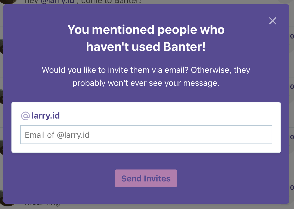 Invite users to Banter