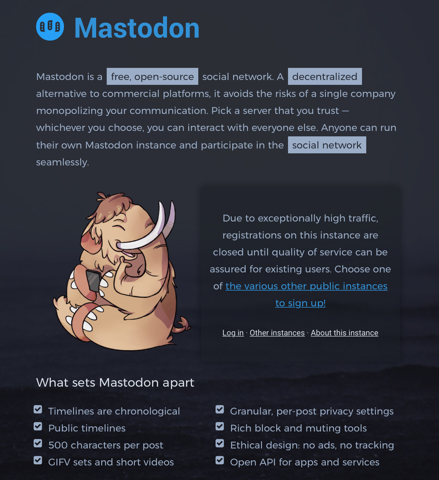 About Mastodon Page